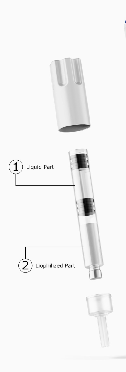 ELIXARIS peptide pen ampule — liquid and lyophilized parts